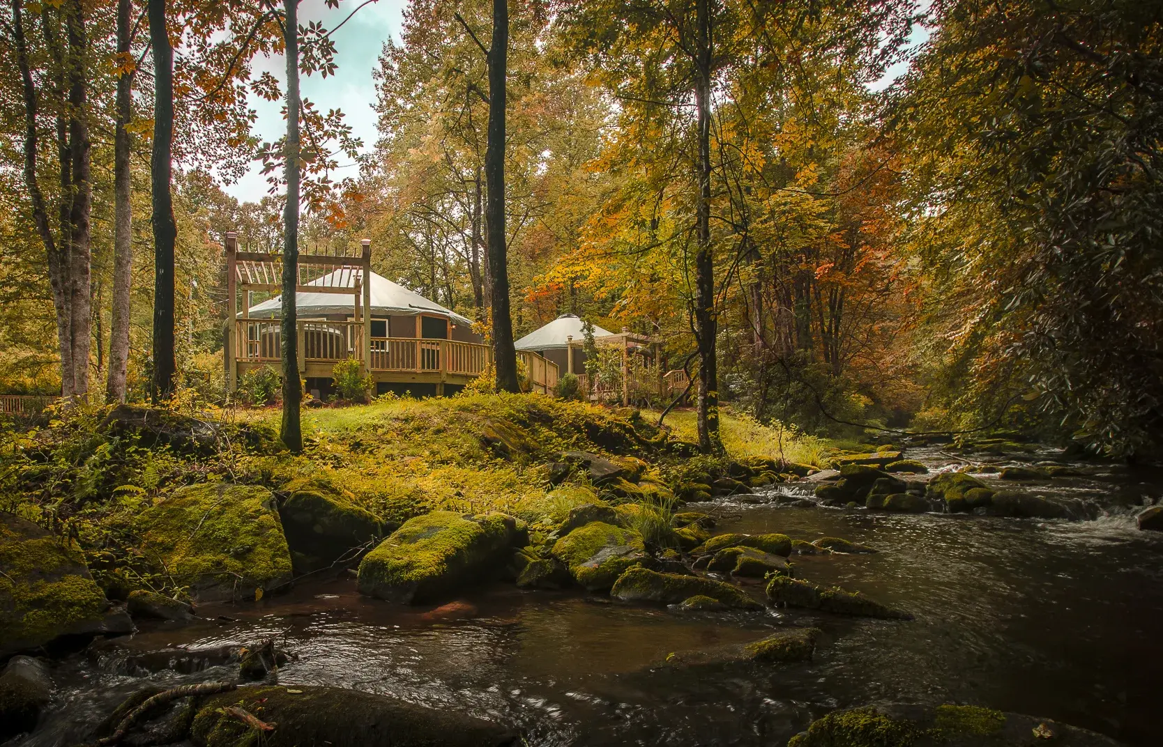 Nantahala Luxury Yurt in the Fall